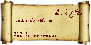 Lacko Ádám névjegykártya