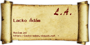 Lacko Ádám névjegykártya